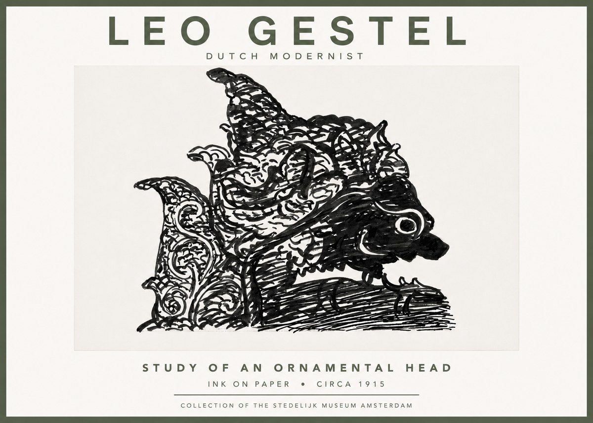 Leo Gestel Study of an Ornamental Head No5 - Poszter