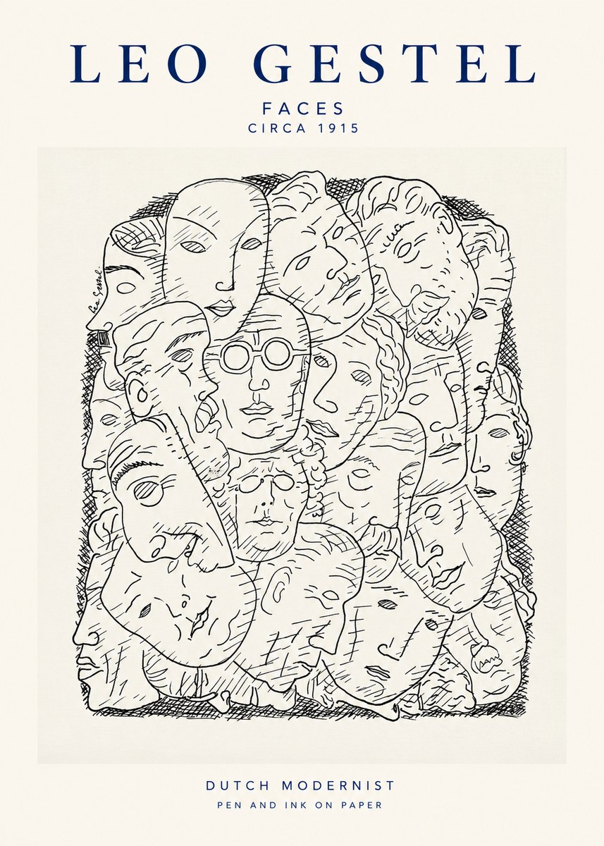 Leo Gestel Heads Ink Drawing No2 - Poszter