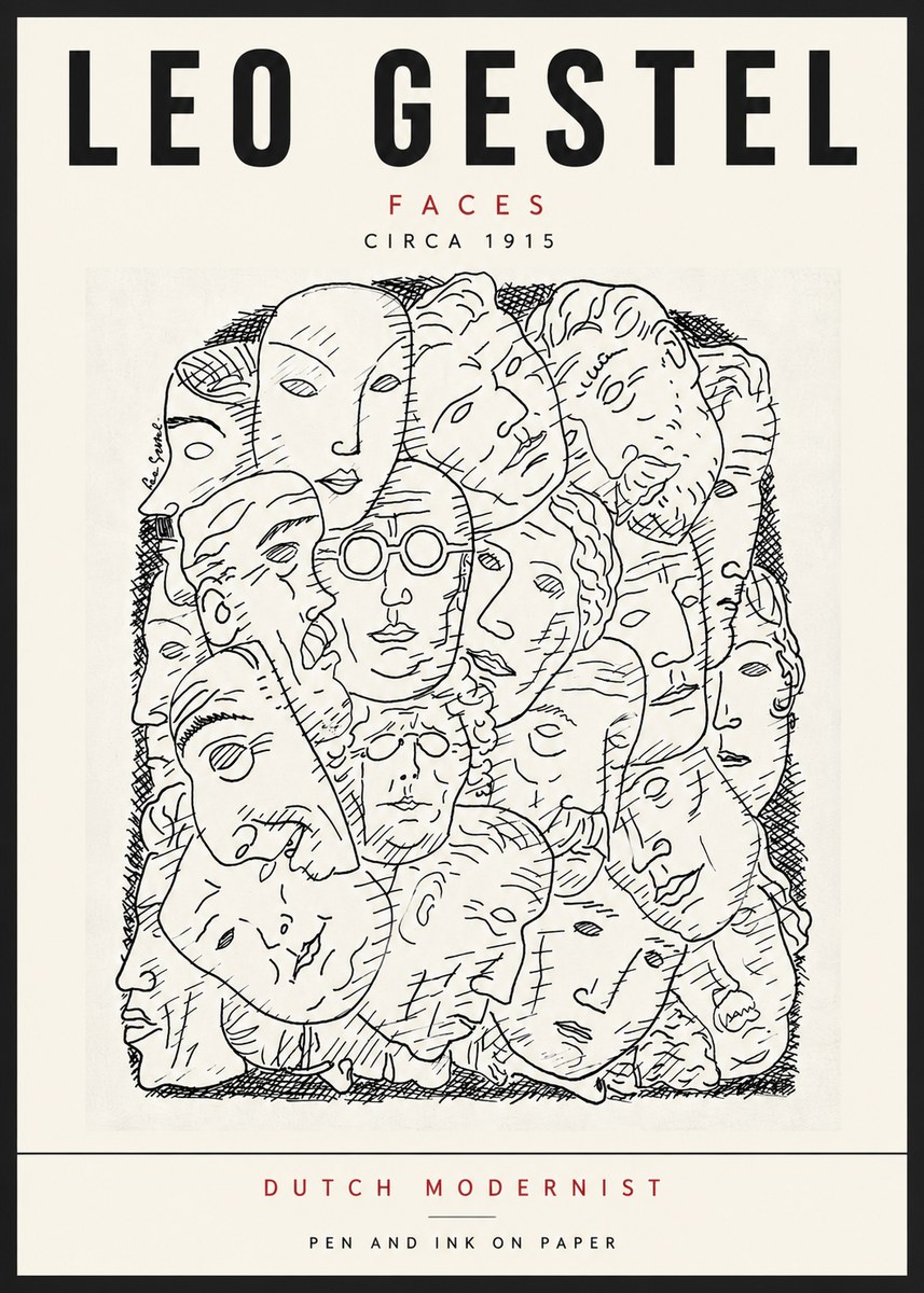 Leo Gestel Heads Ink Drawing No6 - Poszter