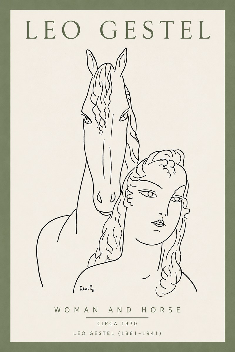Leo Gestel Woman and Horse No4 - Poszter