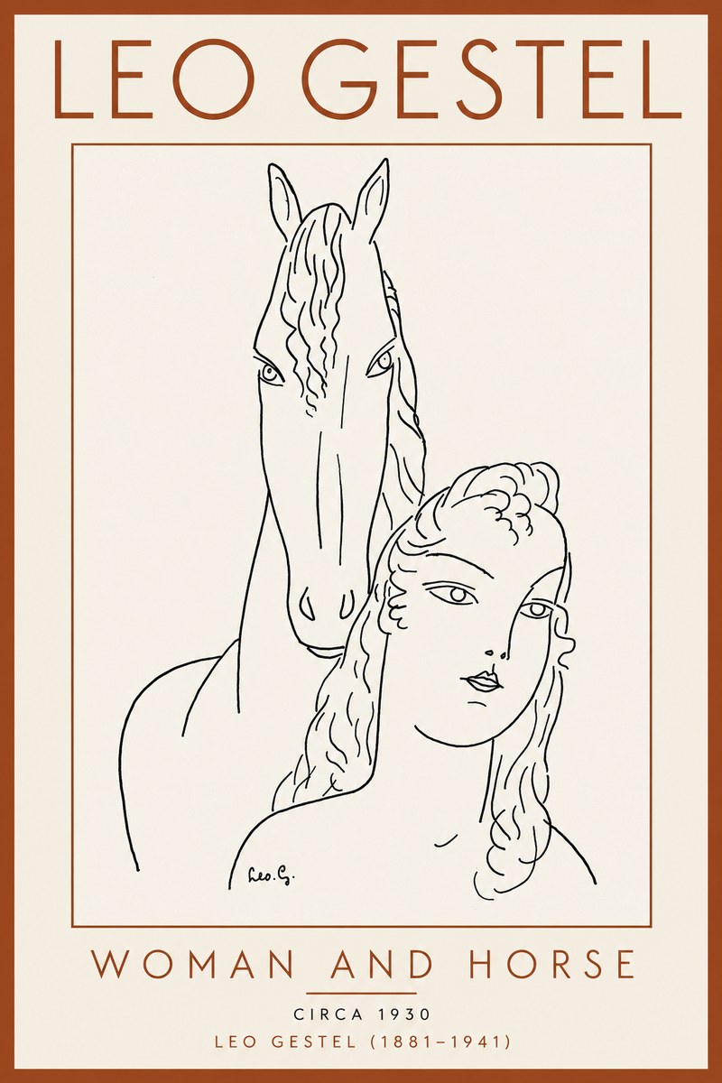 Leo Gestel Woman and Horse No5 - Poszter