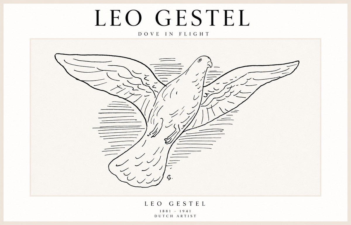 Leo Gestel Dove in Flight No1 - Poszter