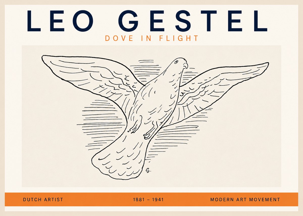 Leo Gestel Dove in Flight No2 - Poszter