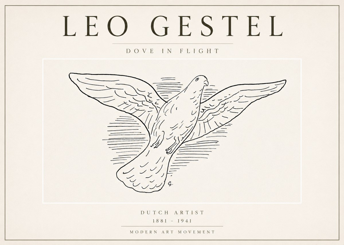 Leo Gestel Dove in Flight No3 - Poszter