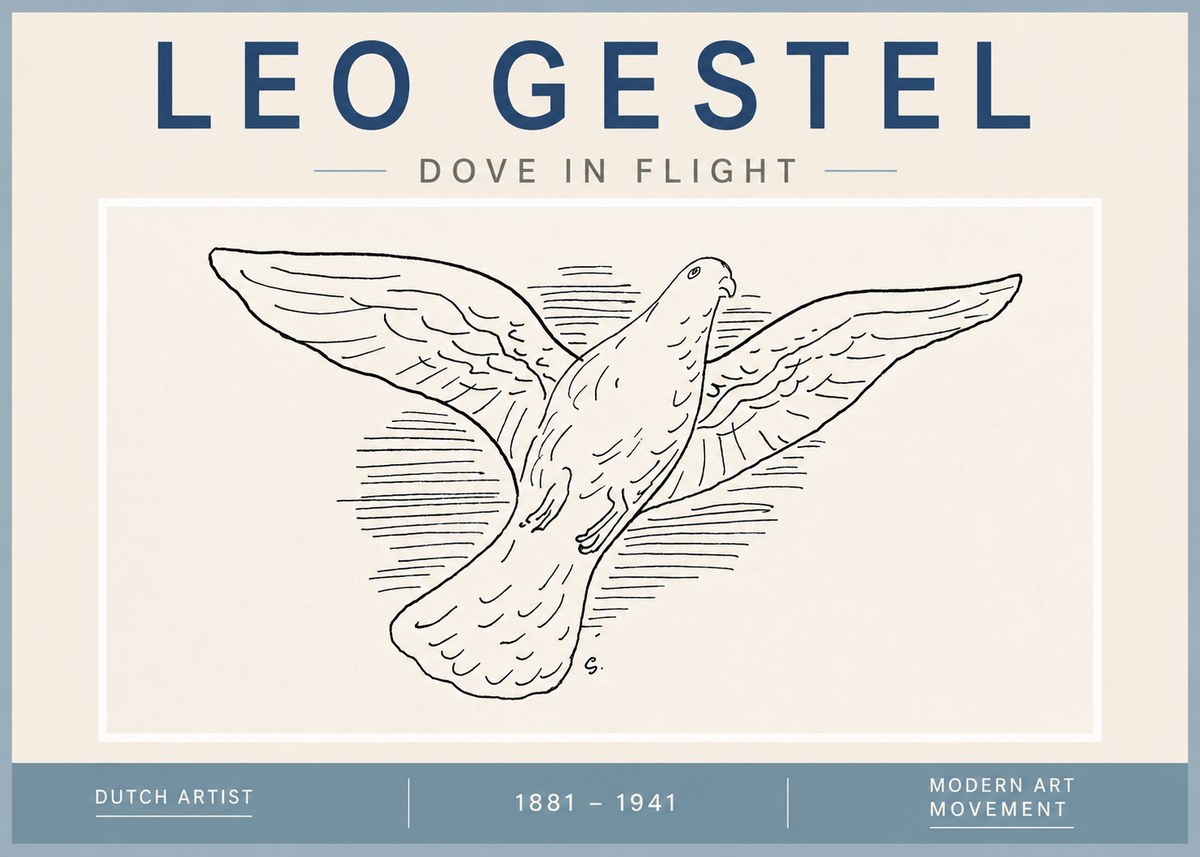 Leo Gestel Dove in Flight No4 - Poszter