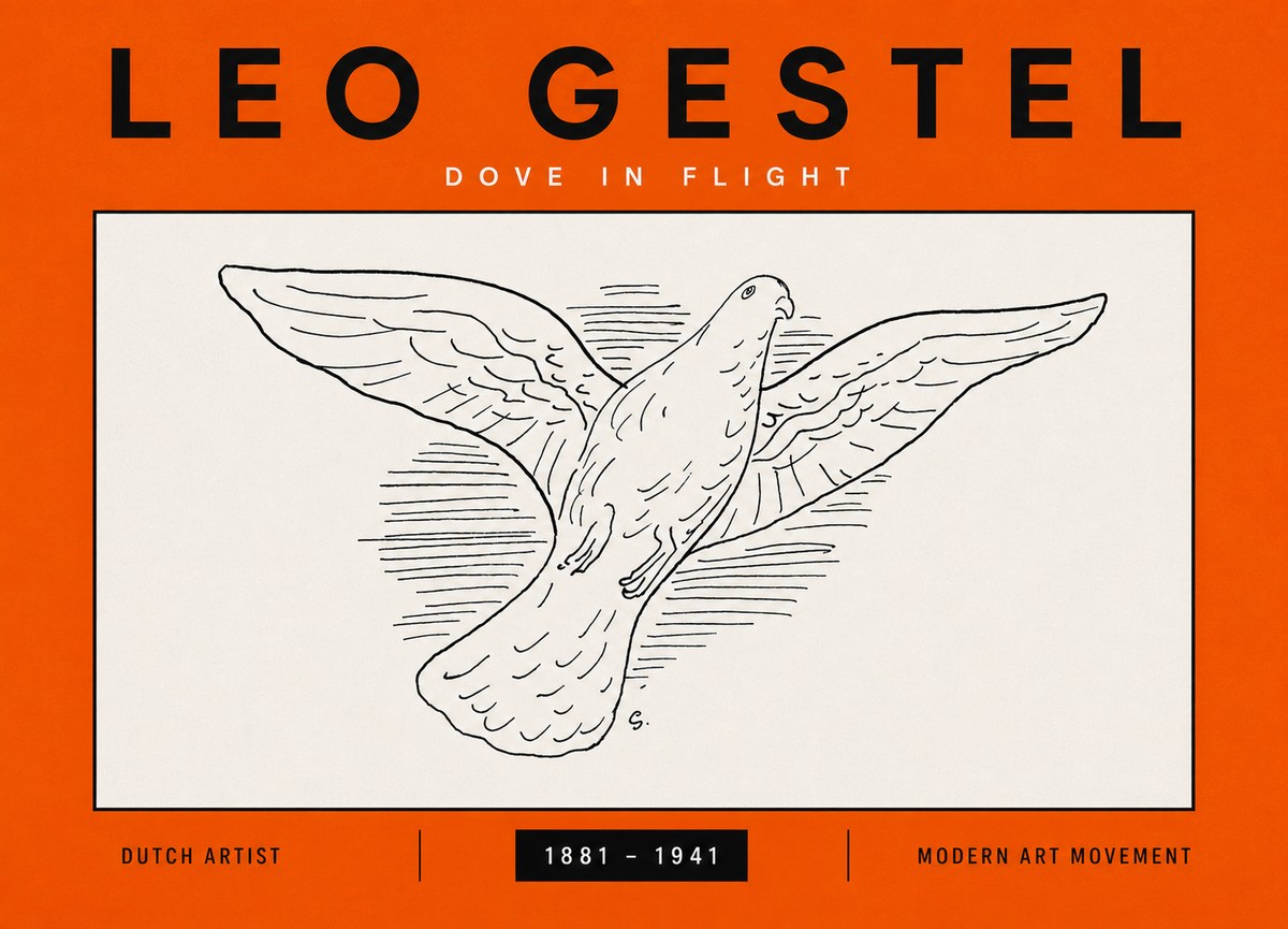 Leo Gestel Dove in Flight No5 - Poszter