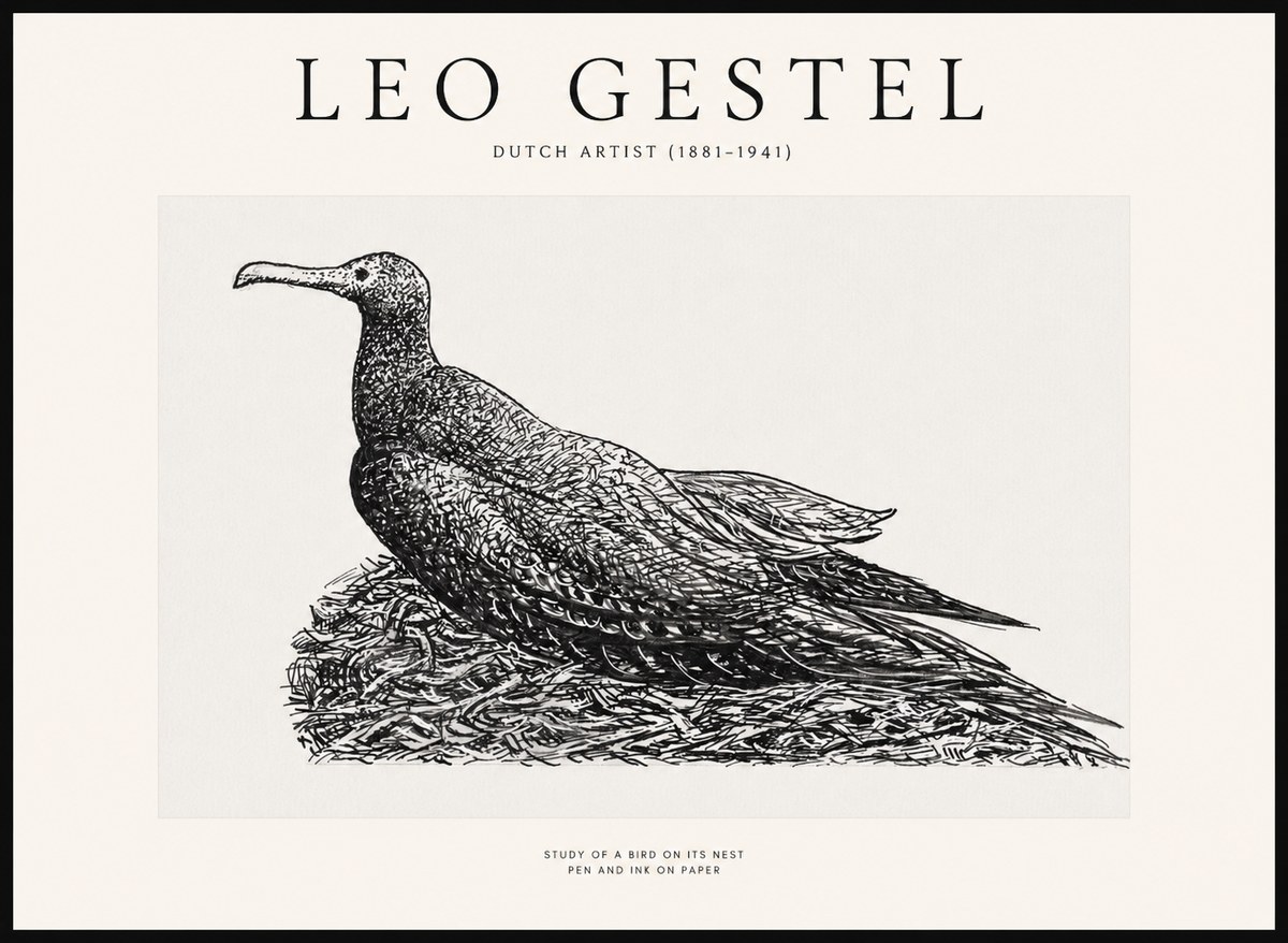 Leo Gestel Study of a Bird on Its Nest No1 - Poszter
