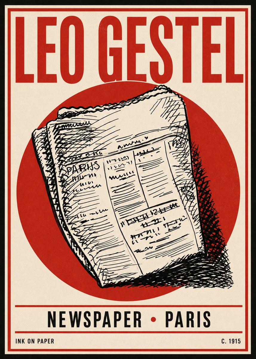 Leo Gestel Newspaper - Paris No4 - Poszter