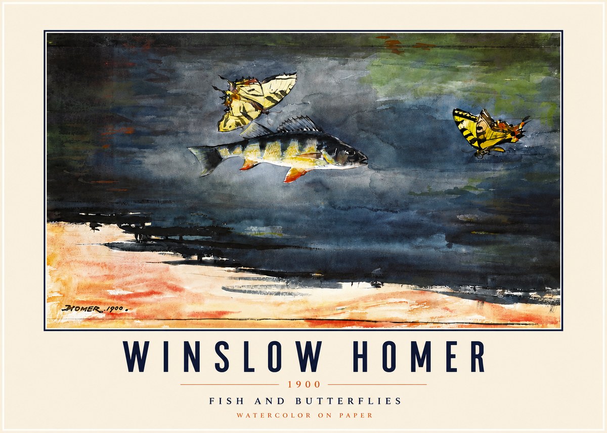 Winslow Homer Fish and Butterflies No4 - Poszter