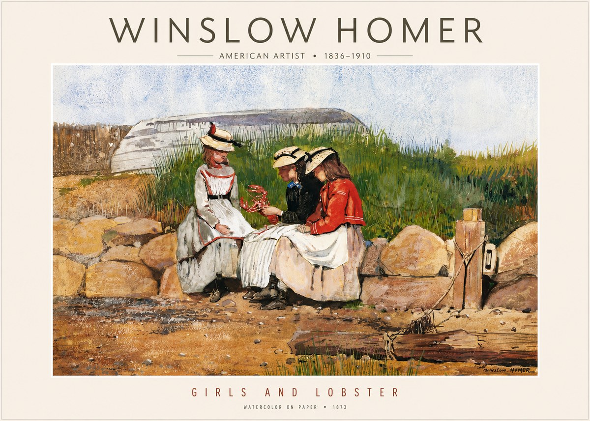 Winslow Homer Girls and Lobster No4 - Poszter