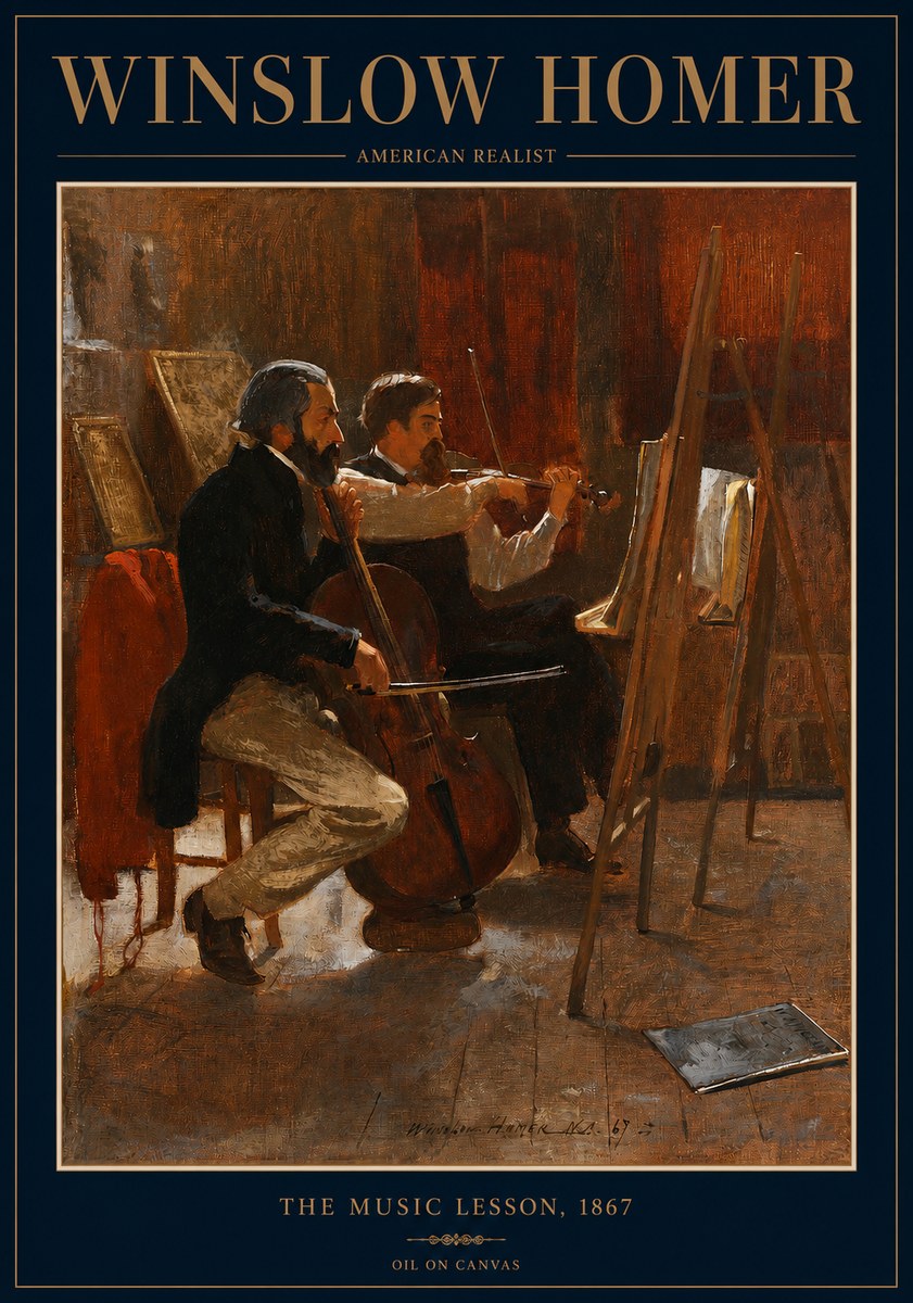 Winslow Homer The Music Lesson, 1867 No2 - Poszter