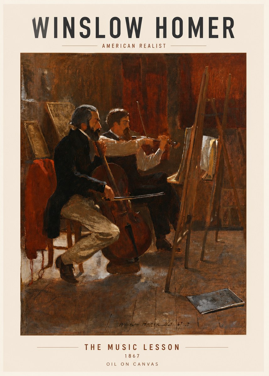 Winslow Homer The Music Lesson, 1867 No3 - Poszter