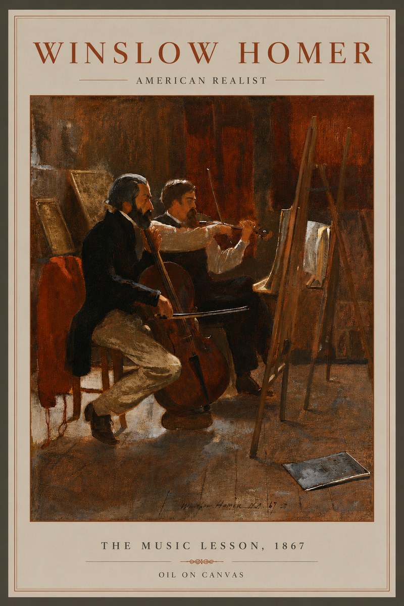 Winslow Homer The Music Lesson, 1867 No6 - Poszter