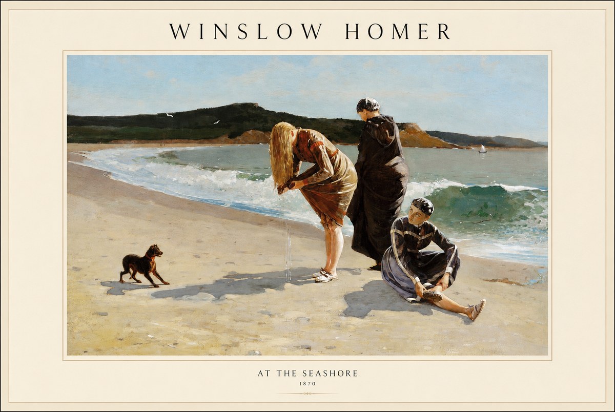 Winslow Homer At the Seashore No1 - Poszter