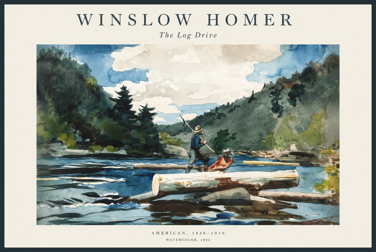 Winslow Homer The Log Drive No1 - Poszter