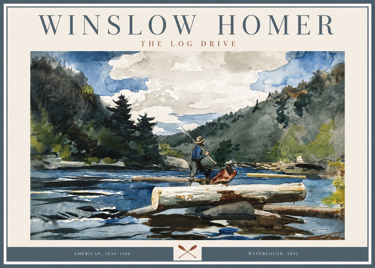 Winslow Homer The Log Drive No3 - Poszter