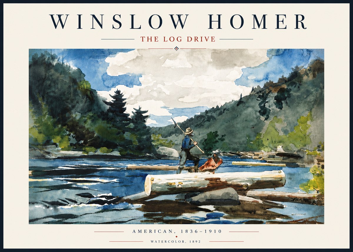 Winslow Homer The Log Drive No5 - Poszter