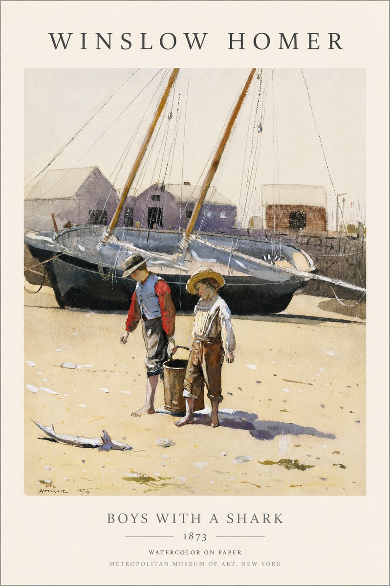 Winslow Homer Boys with a Shark No1 - Poszter