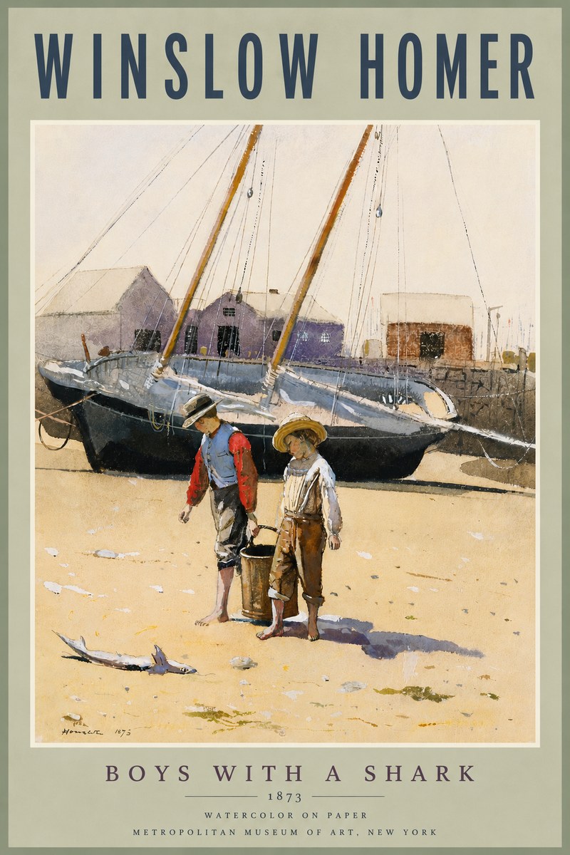 Winslow Homer Boys with a Shark No6 - Poszter
