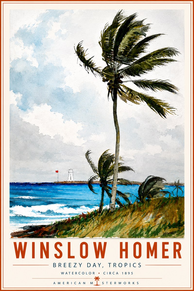 Winslow Homer Breezy Day, Tropics No6 - Poszter