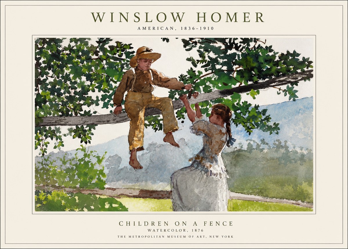 Winslow Homer Children on a Fence No1 - Poszter