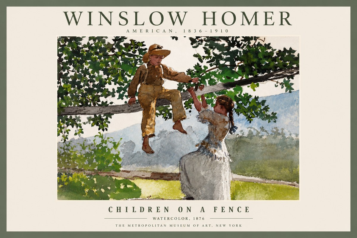 Winslow Homer Children on a Fence No2 - Poszter