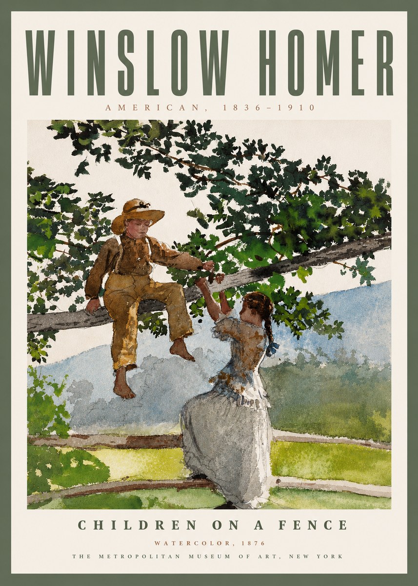 Winslow Homer Children on a Fence No4 - Poszter