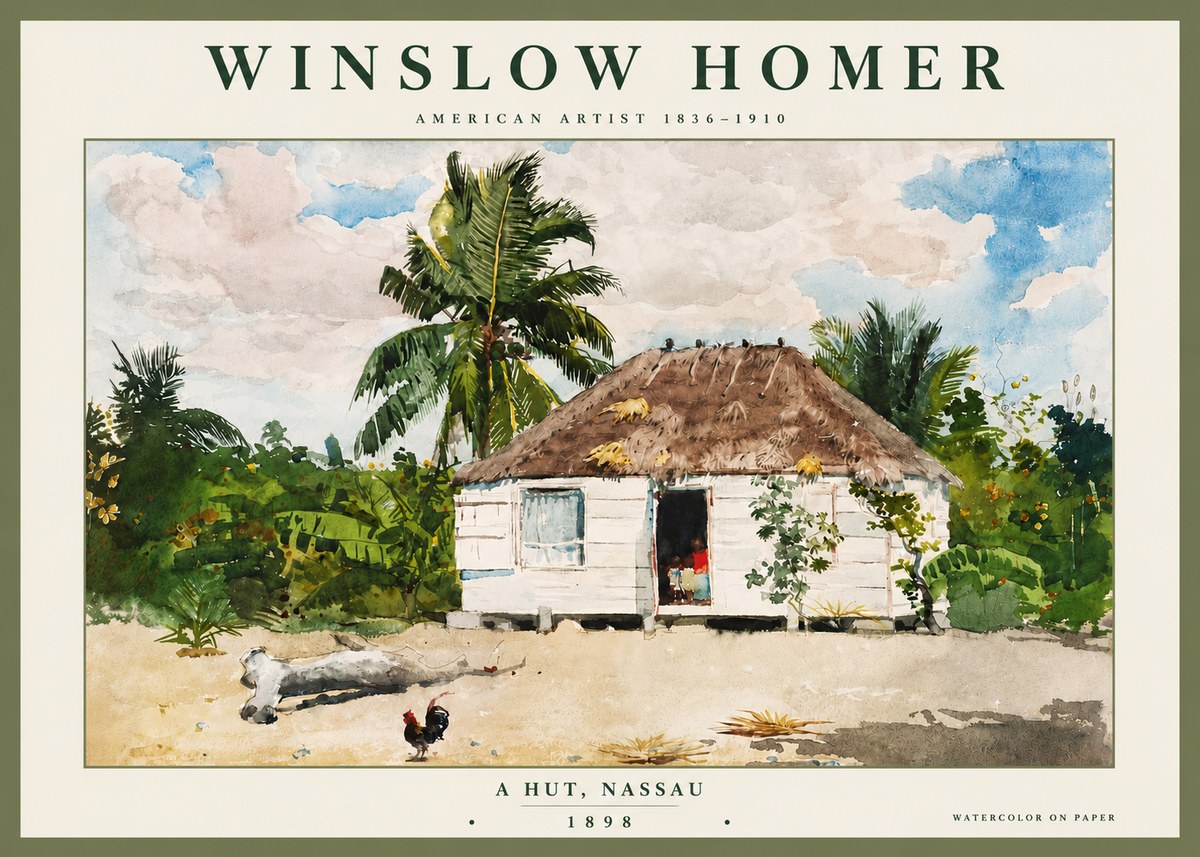 Winslow Homer A Hut, Nassau No4 - Poszter
