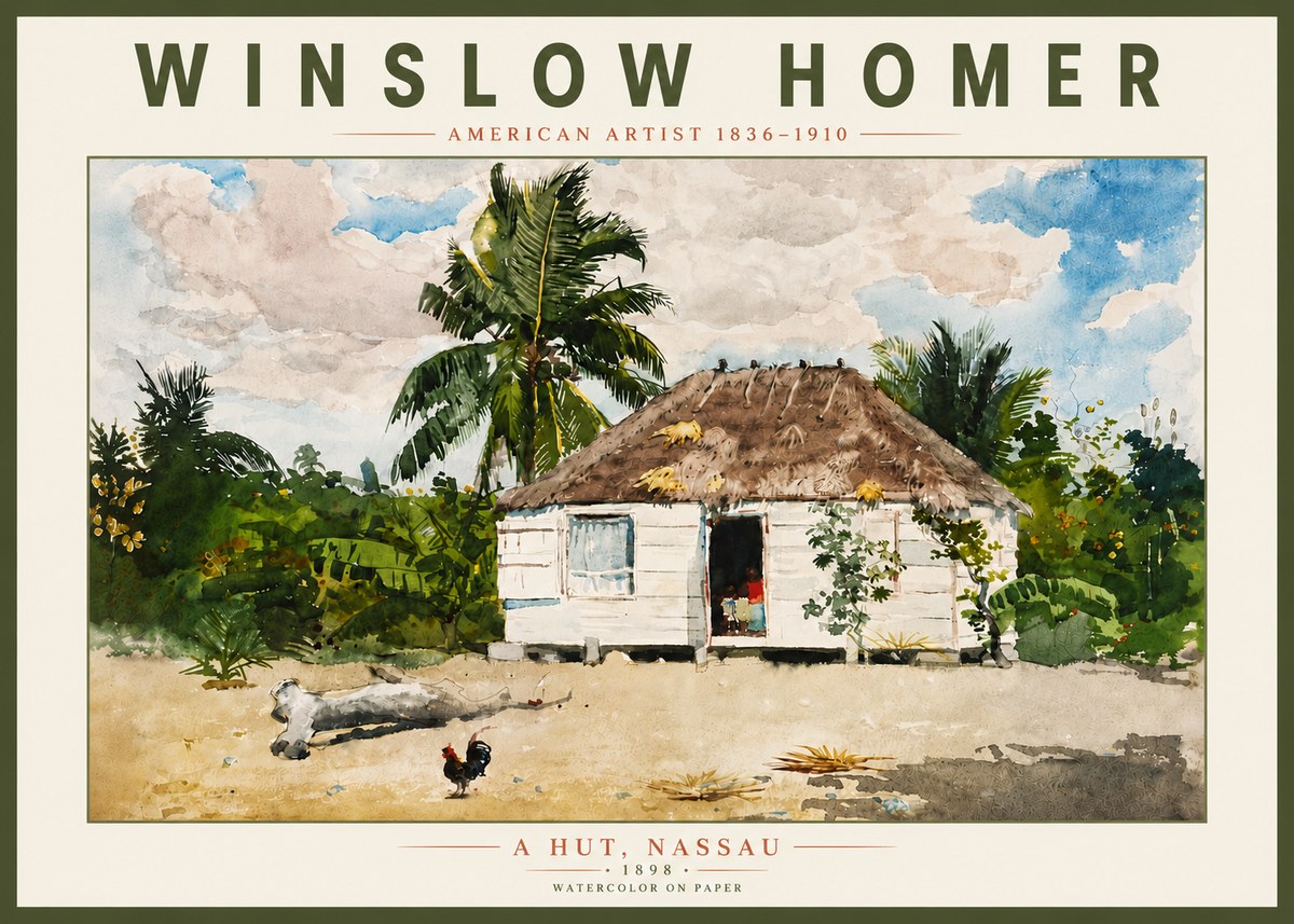 Winslow Homer A Hut, Nassau No6 - Poszter