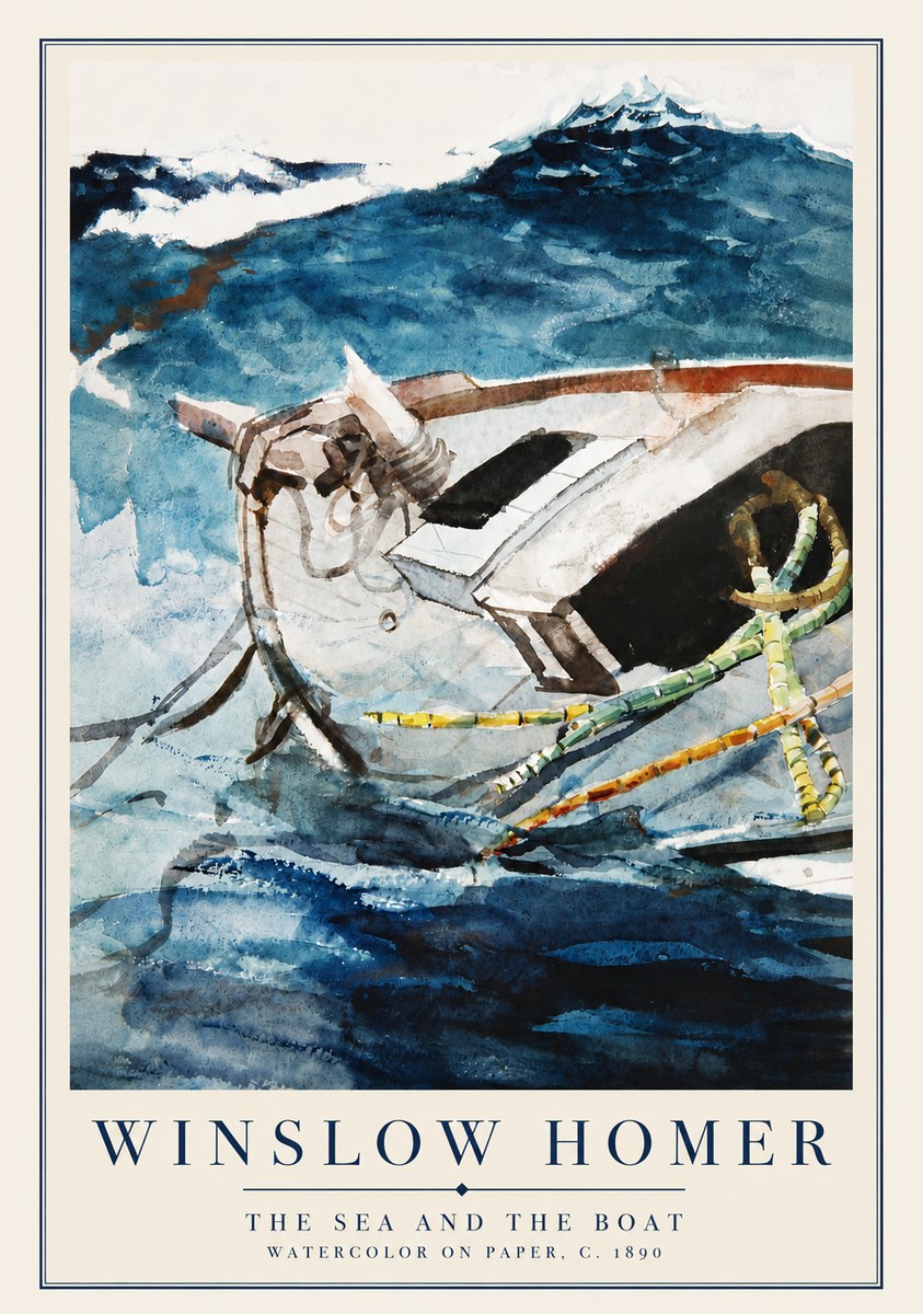 Winslow Homer The Sea and the Boat No5 - Poszter