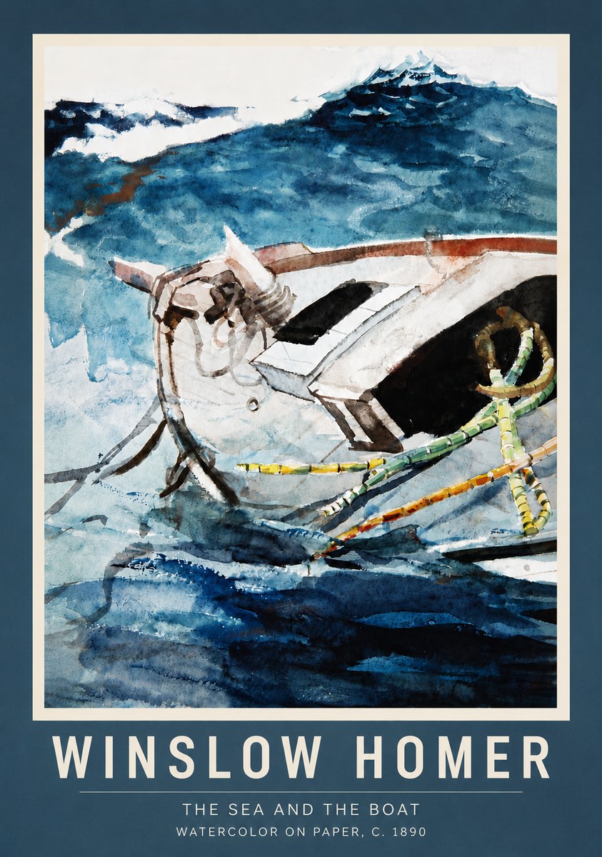 Winslow Homer The Sea and the Boat No6 - Poszter