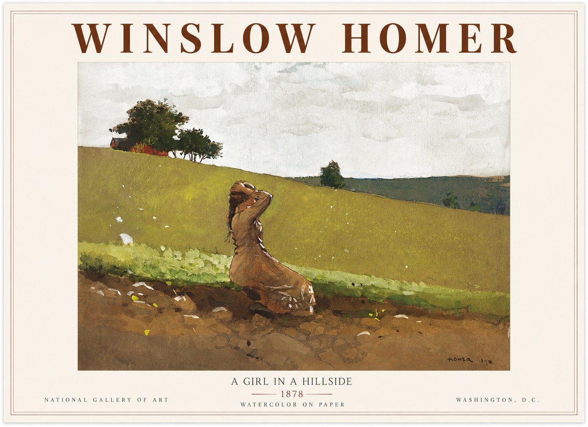 Winslow Homer A Girl in a Hillside No3 - Poszter