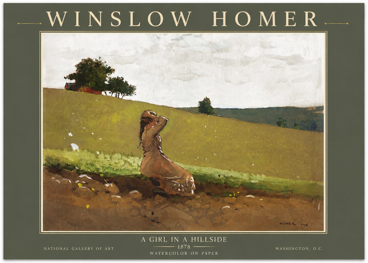 Winslow Homer A Girl in a Hillside No5 - Poszter