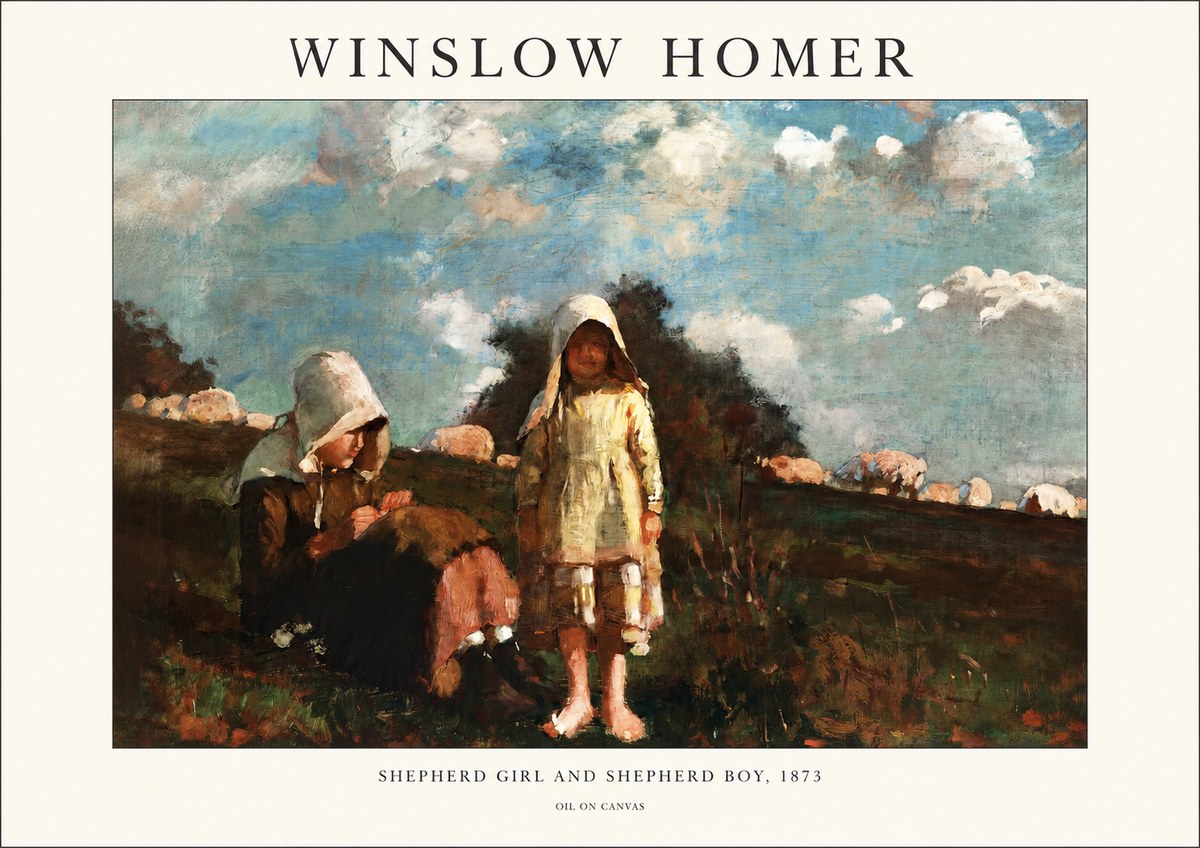 Winslow Homer Shepherd Girl and Shepherd Boy, 1873 No1 - Poszter