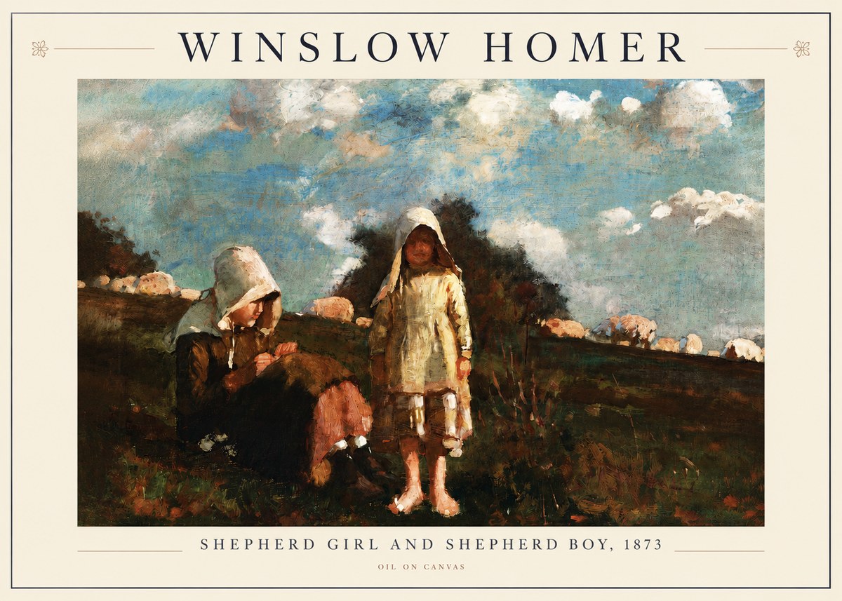 Winslow Homer Shepherd Girl and Shepherd Boy, 1873 No3 - Poszter