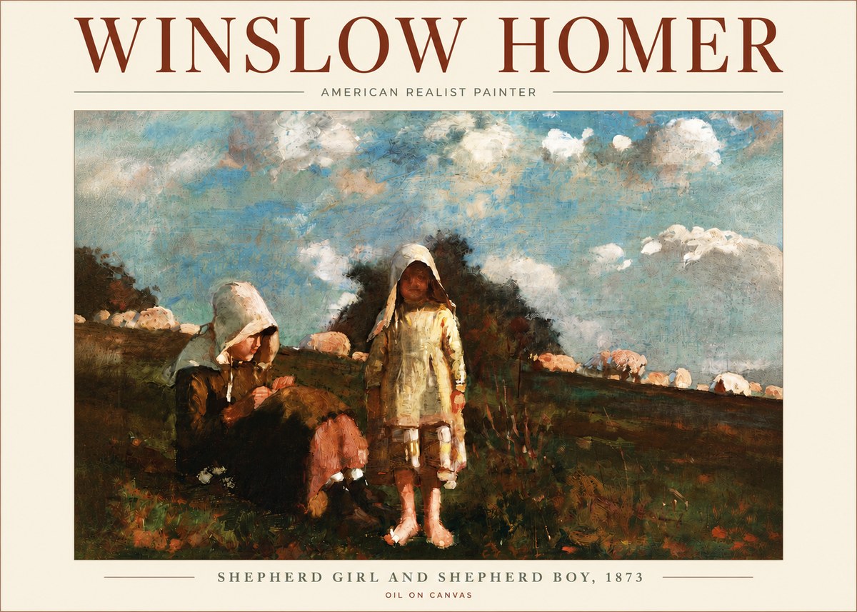 Winslow Homer Shepherd Girl and Shepherd Boy, 1873 No5 - Poszter