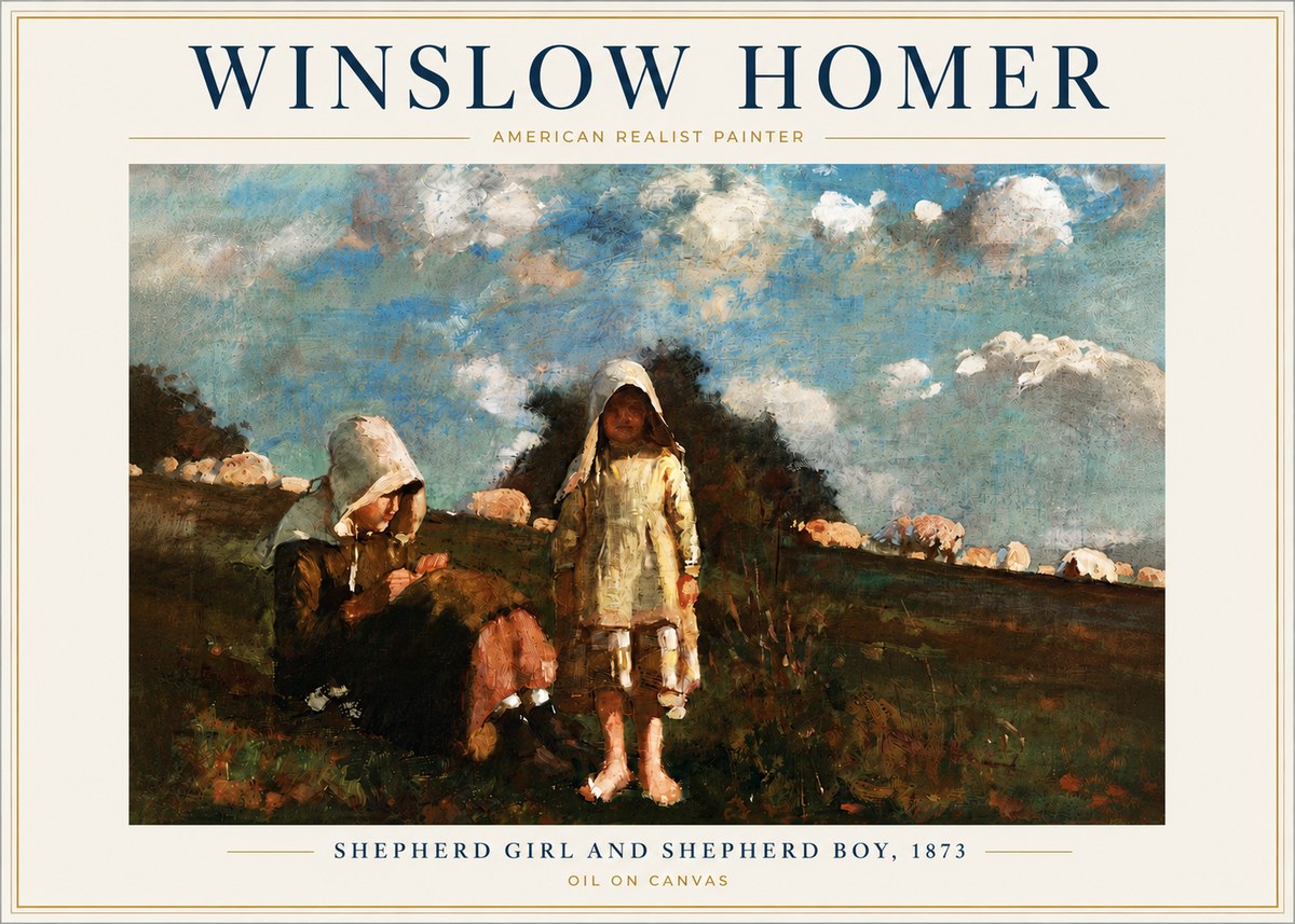 Winslow Homer Shepherd Girl and Shepherd Boy, 1873 No6 - Poszter