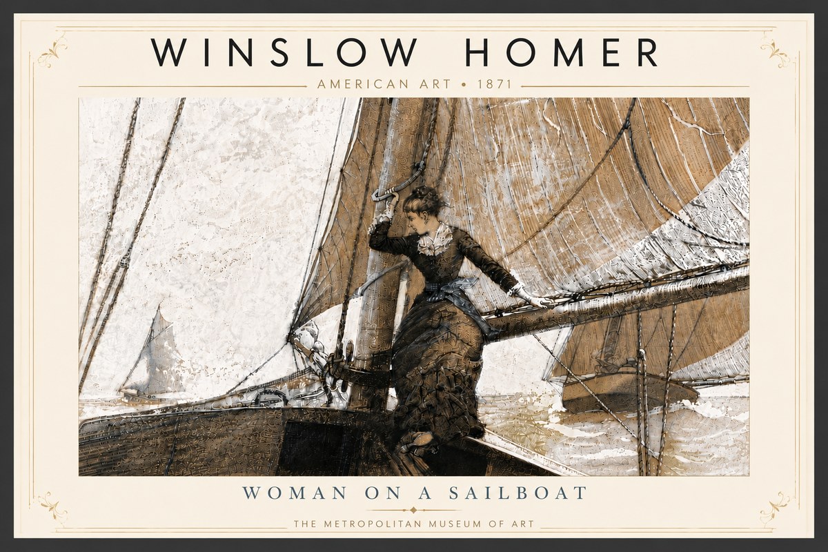 Winslow Homer Woman on a Sailboat No6 - Poszter