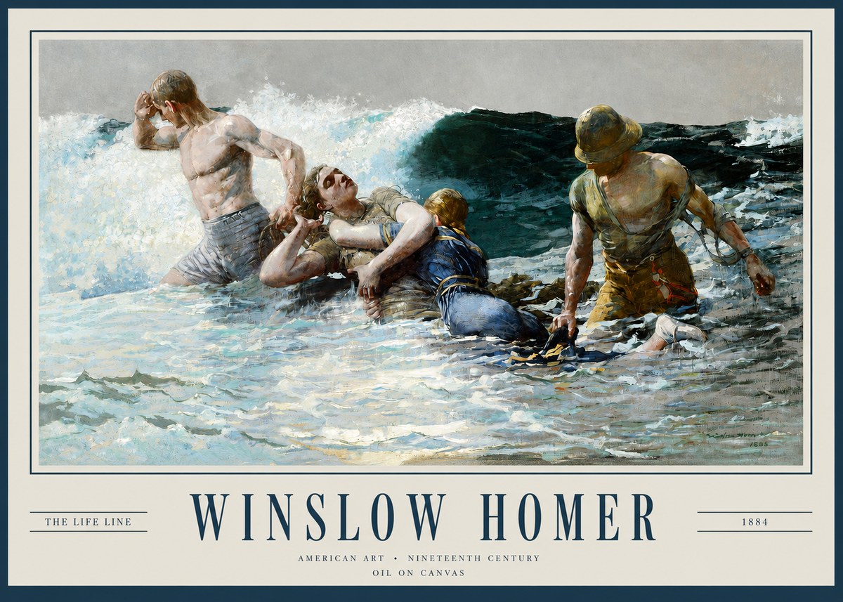 Winslow Homer The Life Line No2 - Poszter