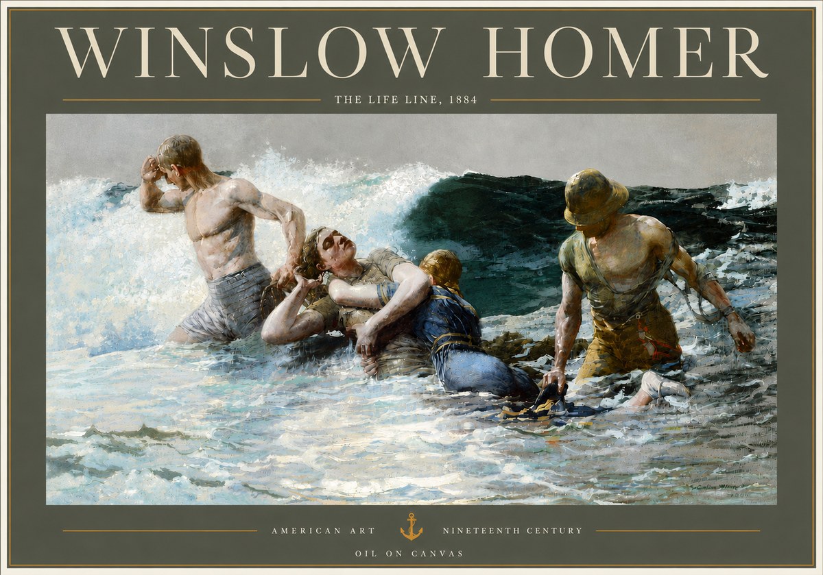 Winslow Homer The Life Line No4 - Poszter