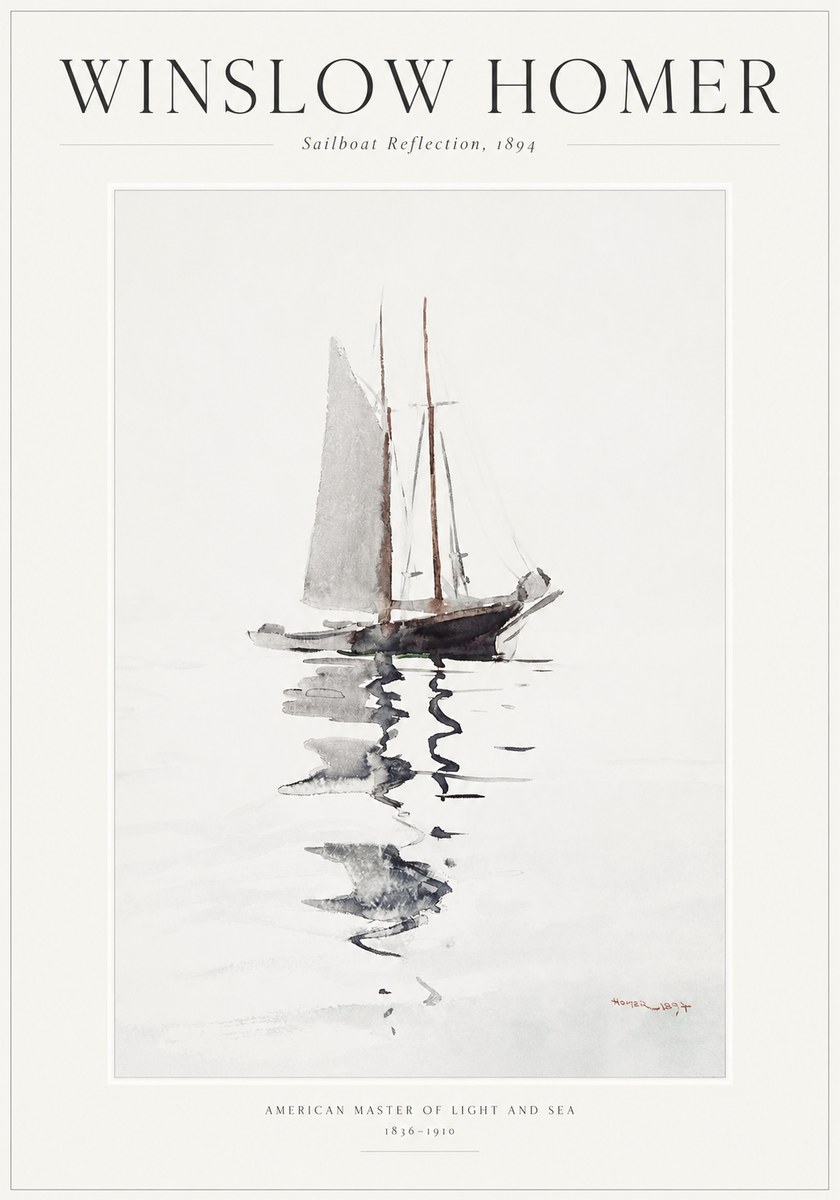 Winslow Homer Sailboat Reflection, 1894 No1 - Poszter