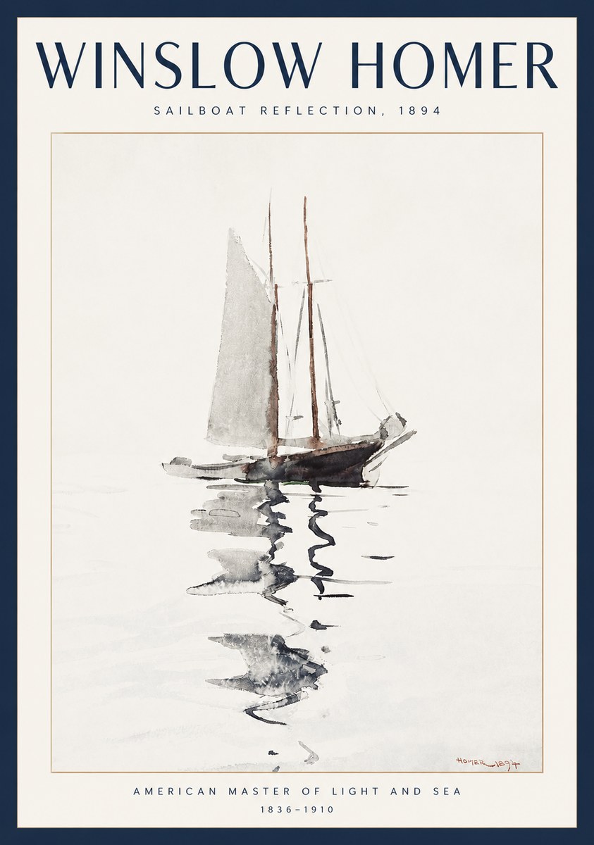 Winslow Homer Sailboat Reflection, 1894 No2 - Poszter