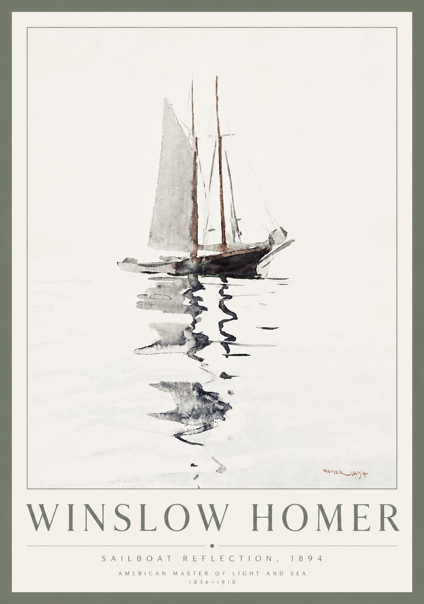 Winslow Homer Sailboat Reflection, 1894 No3 - Poszter
