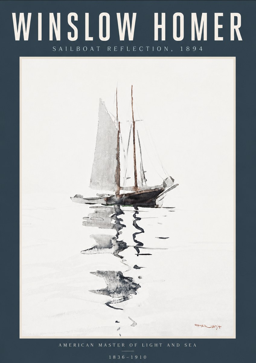 Winslow Homer Sailboat Reflection, 1894 No6 - Poszter