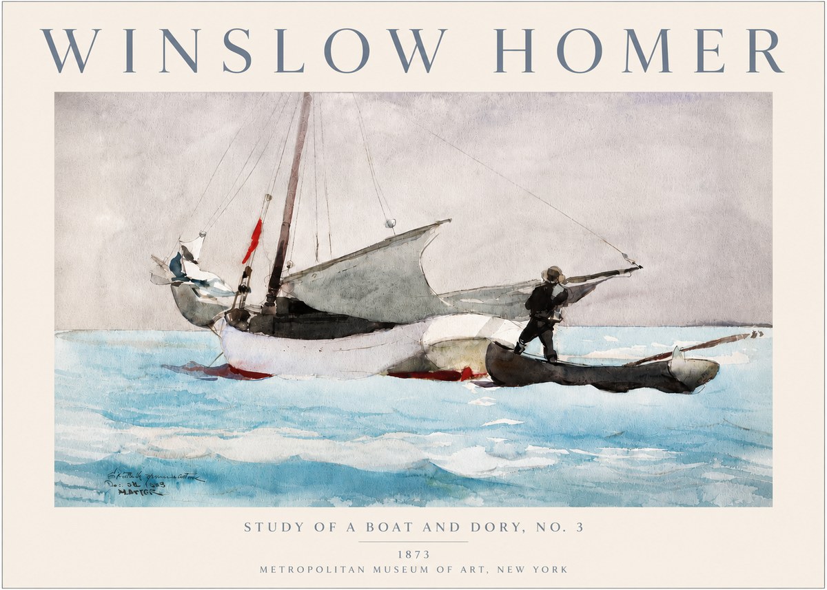 Winslow Homer Study of a Boat and Dory Watercolor, No. 3 No3 - Poszter