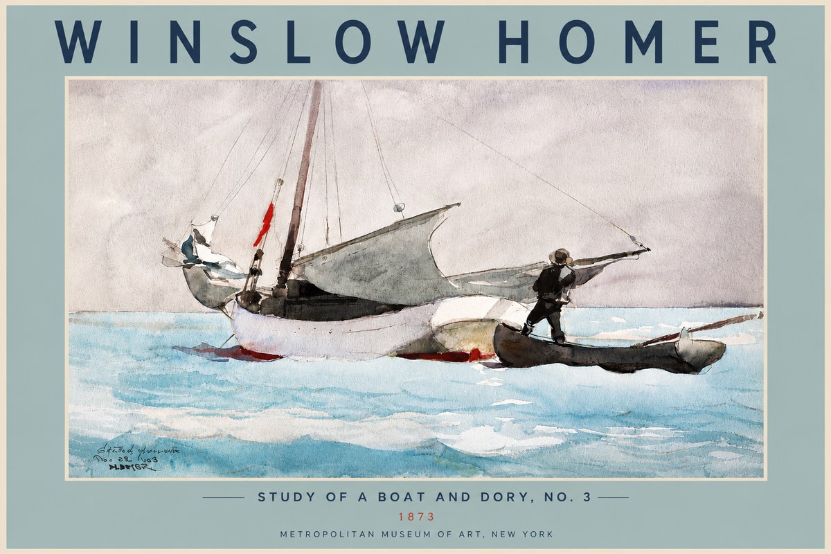 Winslow Homer Study of a Boat and Dory Watercolor, No. 3 No5 - Poszter