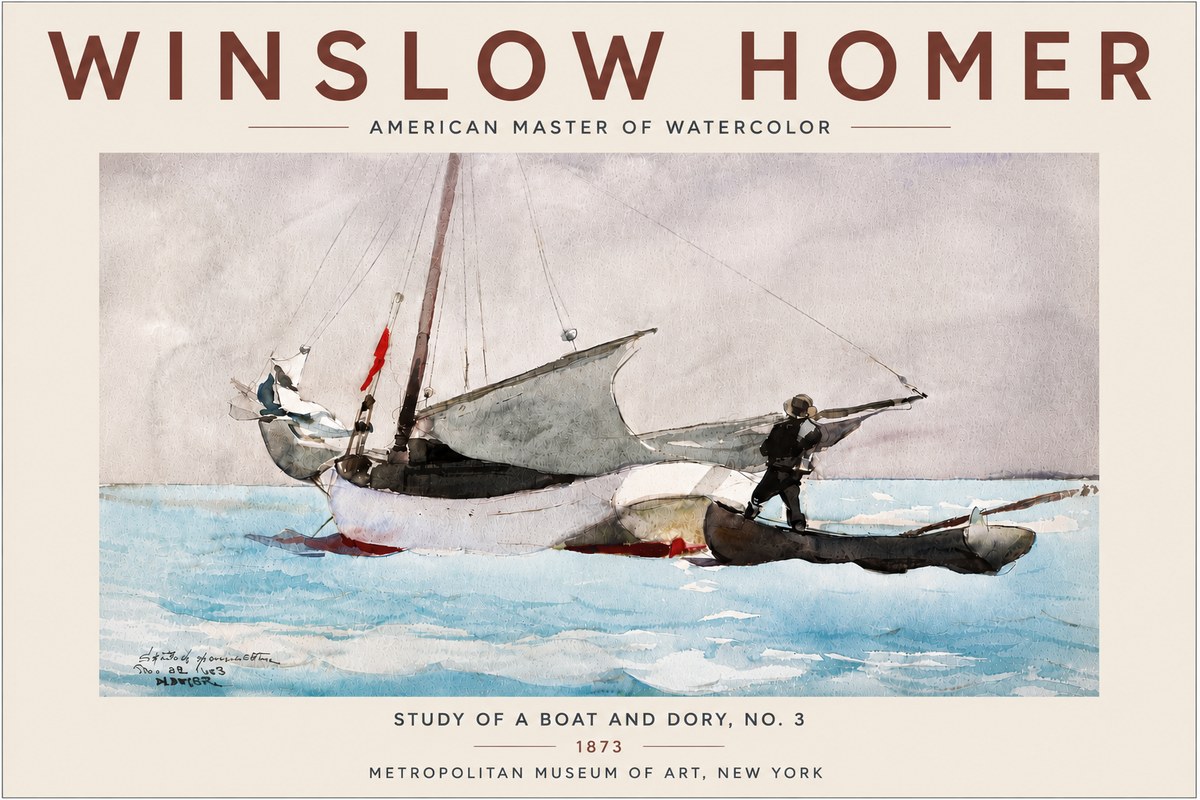 Winslow Homer Study of a Boat and Dory Watercolor, No. 3 No6 - Poszter