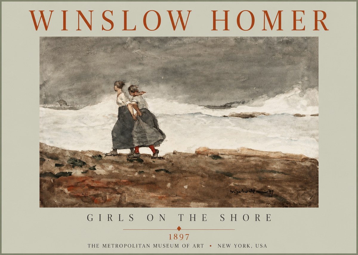 Winslow Homer Girls on the Shore No2 - Poszter