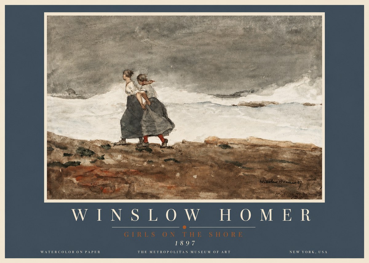 Winslow Homer Girls on the Shore No3 - Poszter