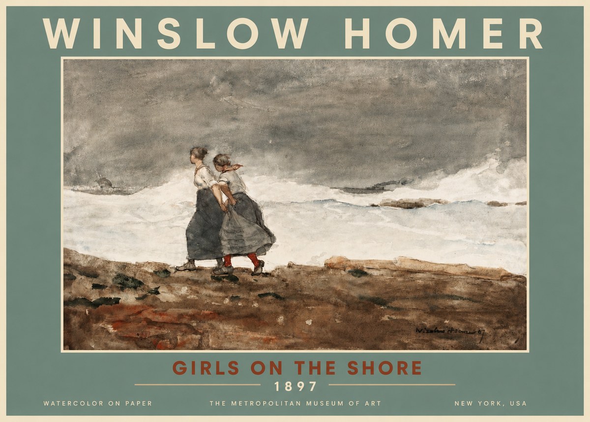 Winslow Homer Girls on the Shore No4 - Poszter